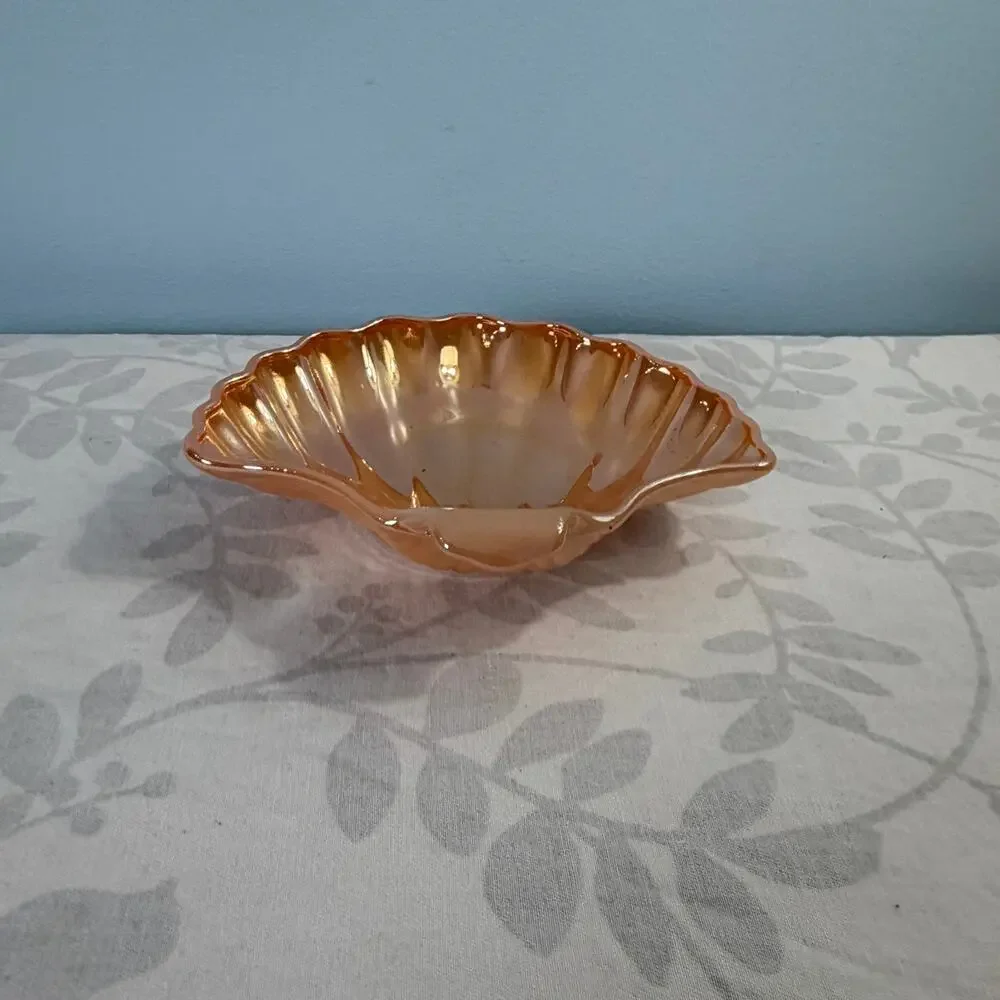 Fire-King Peach Lustre Shell Dish Candy Trinket Bowl Vintage Anchor Hocking